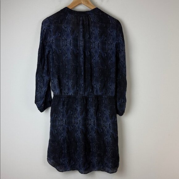 Babaton Midnight Blue Long Sleeve Silk Dress Size Small - Picture 3 of 7